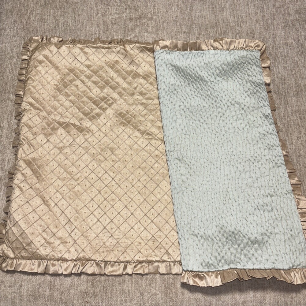 New Coscill Euro Shams Set 2 Gold With Pearls Ruffle Edge Zipper Closure 25x25